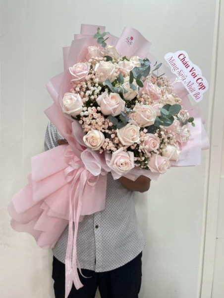 Bó hoa baby hồng kem chúc mừng sinh nhật mẹ  1