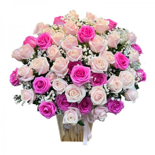 Giỏ hoa hồng mix nhiều màu tặng sinh nhật chị  1