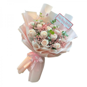 Bó hoa hồng kem baby tặng sinh nhật con gái