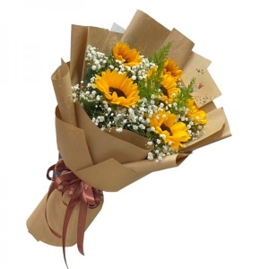 Bó hoa hướng dương mix hoa baby tặng sinh nhật phái nam