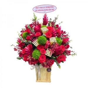 Giỏ hoa hồng mix hoa cúc wicky tặng sinh nhật sếp nam