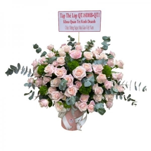 Giỏ hoa hồng mix cúc wicky tặng sinh nhật sếp nữ