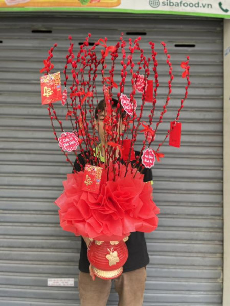 Hoa tết - Bình hoa nụ tầm xuân 30 cành 1