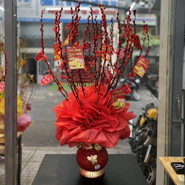 Bình Nụ Tầm Xuân Đỏ 30 cành  2