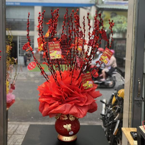 Bình Nụ Tầm Xuân Đỏ 30 cành