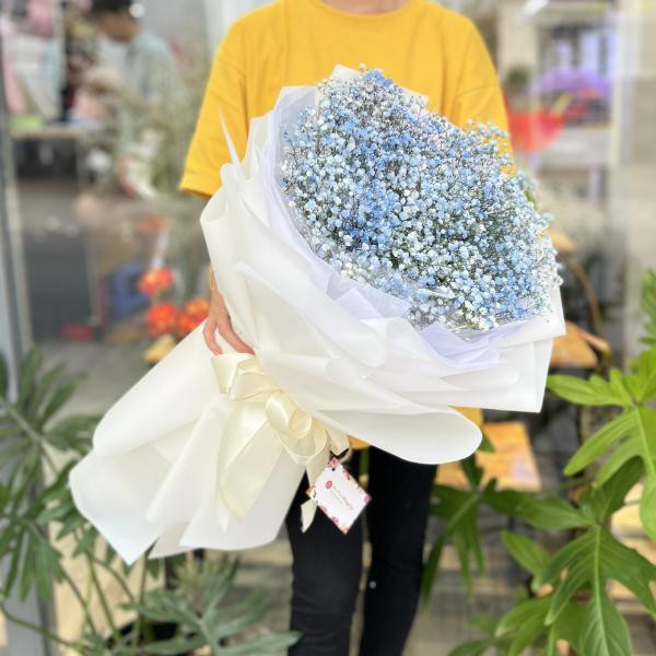Bó hoa baby xanh phối giấy tặng chúc mừng sinh nhật đẹp nhất 1