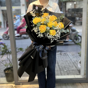 Bó hoa hồng vàng 10 bông ý nghĩa tặng chúc mừng