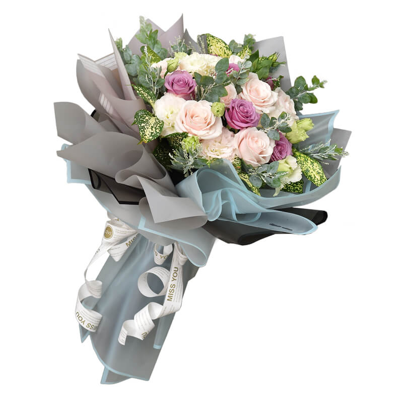 Bó Hoa Hồng Kem Tím 1