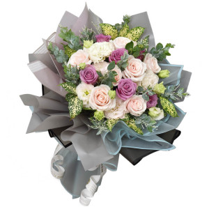 Bó Hoa Hồng Kem Tím