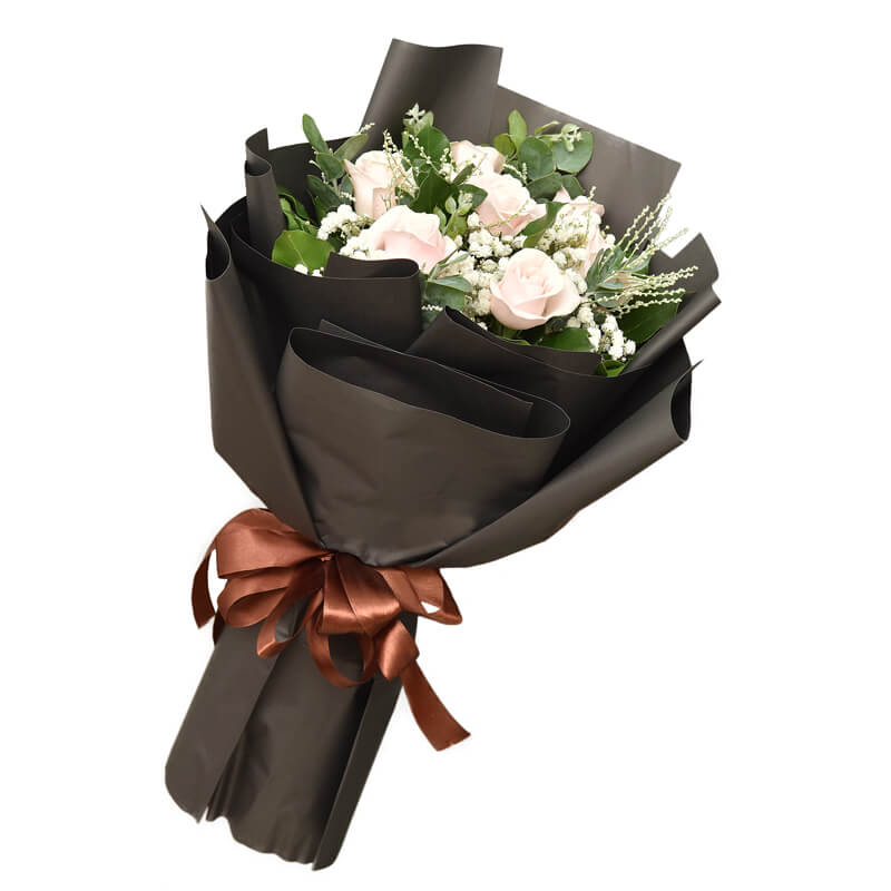 Bó Hoa Hồng Kem 7 hoa Nơ Nâu 1