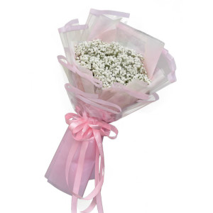 Bó Hoa Baby Trắng Giấy Hồng