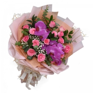 Bó Hoa Hồng Hồ Diệp Tím