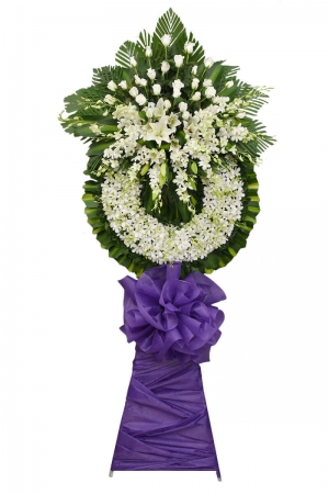 Kệ hoa 2 tầng lan ly trắng chia buồn đám ma