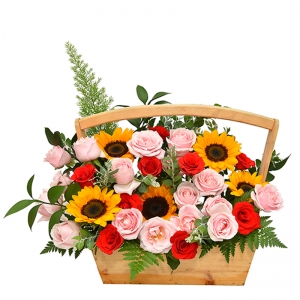 Giỏ hoa hồng để bàn tặng khai trương sinh nhật đẹp