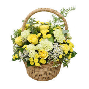 Giỏ hoa hồng vàng mừng sinh nhật