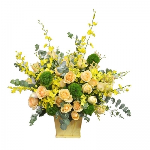 Giỏ hoa hồng chúc mừng khai trương hồng phát - Thanks