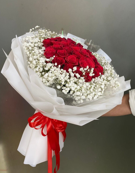 Bó hoa hồng đỏ mix baby - Mãi Bên Nhau 1