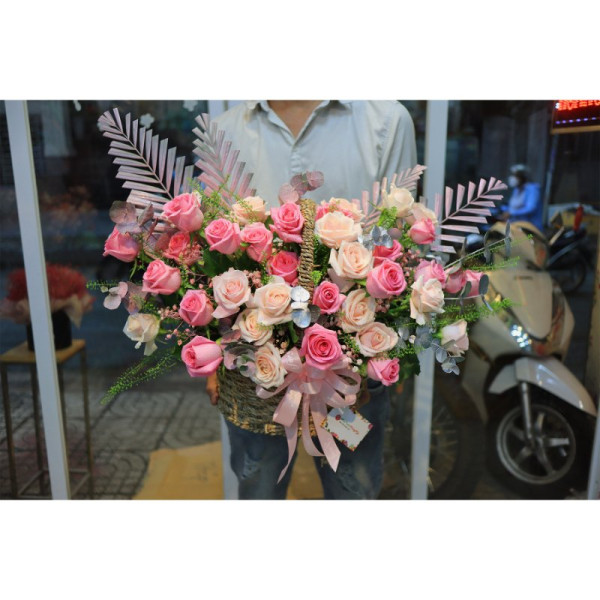 Giỏ Hoa Sinh Nhật Hồng Sen- Hoa Sinh Nhật Tặng Người Yêu