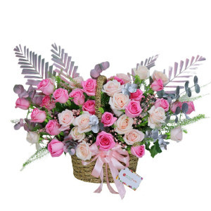 Giỏ Hoa Sinh Nhật Hồng Sen- Hoa Sinh Nhật Tặng Người Yêu